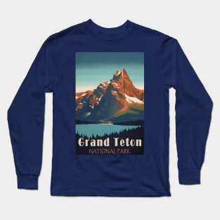 Grand Teton National Park Vintage Travel Poster Long Sleeve T-Shirt